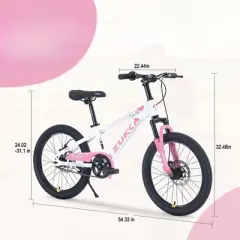 INFURNIC Bicycles, 20 Inch Mountain Bike, MTB with Height Adjustable Saddle and Handlebar for Teenager Childrens, Pink, 22.44"*32.48"*54.33"