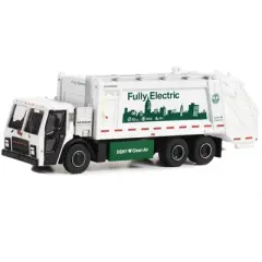 2021 Mack LR Electric Rear Loader Refuse Truck White NYC Dept of Sanitation Fully Electric 1/64 Diecast Model Car by Greenlight