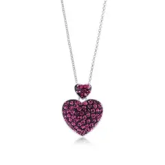 Chanteur Hypoallergenic Kids Jewelry Accessories Hearts Purple Crystal Enamel White Gold Palladium Plating Girl's Pendant Necklace