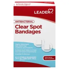 Leader Antibacterial Clear Spot 7/8 Inches Bandages 50 ea