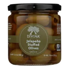 Divina Jalapeno Stuffed Olives - Case of 6/7.8 oz