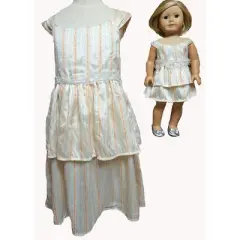 Doll Clothes Superstore Size 8 Matching Girl And Doll Cream Stripe Ruffle Dresses