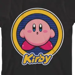 Kirby Character Circle & Logo Boy's Black T-shirt