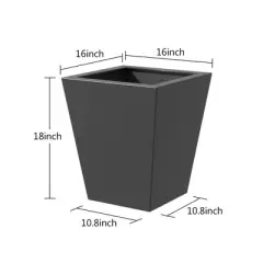 PexFix 18" Tall Metal Tapered Planter Large Outdoor & Indoor Garden Plant Pot Black for Home and Patio