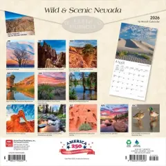 BrownTrout Nevada Wild and Scenic 2026 12"x24" Hanging Square Wall Calendar Plastic-Free