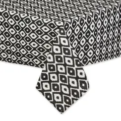 Design Imports  Black Ikat Outdoor Tablecloth 60X84