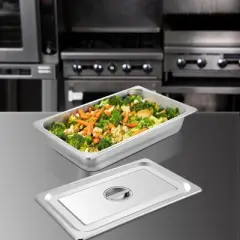 VEVOR 4 Pack Steam Table Pans 20.9 x 12.8 x 3.9 Inch Deep Steam Table Pan Full Size 13L Deep Food Container Stainless Steel Oven Tray, Silver