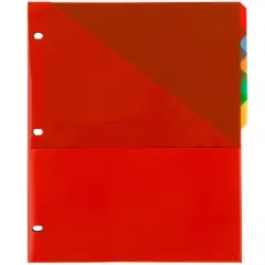 Five Star 5 Tab Flex NoteProtector Binder Insert Assorted Colors: Polypropylene Dividers with Pockets, Filing Accessories