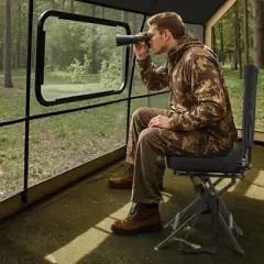 VEVOR Hunting Chair, 360&deg; Silent Swivel, Foldable Lightweight Blind Chair, Heavy-Duty Steel Frame Ground Stool Seat, 300 Lbs Capacity, Black