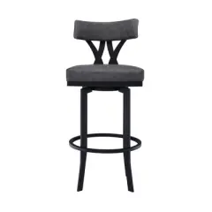30" Natalie Faux Leather Metal Barstool Gray/Black - Armen Living