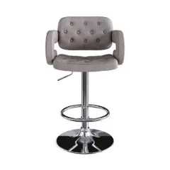 Set of 2 Adjustable Tufted Fabric Barstool with Armrests - CorLiving
