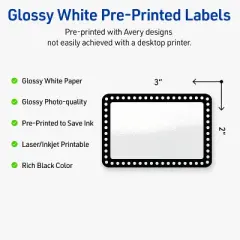 Avery 2" x 3" Labels, Black and White Polka Dots, 80 ct