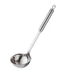 Rosle Stainless Steel Round Handle Ladle with Pouring Rim, 5.4-ounce