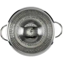Gourmet Colander, 5qt capacity, Stainless Steel with Handles and Elevated Pedestal Foot, Bold Black