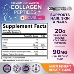 Collagen Peptides Powder - Multi Collagen Complex - Hydrolyzed Type I & III - 28 Servings By Nature's Nutrition
