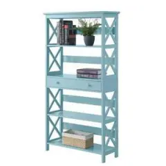 59.75" Oxford 5 Tier Bookcase with Drawer - Breighton Home