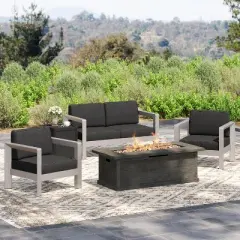 Christopher Knight Home Albion Outdoor Aluminum 4 Seater Chat Set with Fire Pit