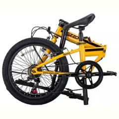 ZiZZO Ferro 7-Speed Steel 20" Folding Bike - Yellow