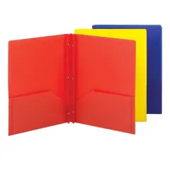 Smead Poly Two-Pocket Folder with Tang Style Fasteners, Letter Size, Assorted Colors, 6 per Pack (87746)