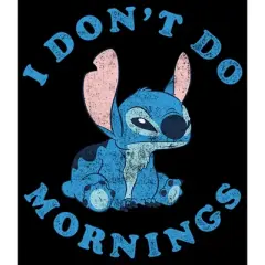 Girl's Lilo & Stitch I Don't Do Mornings Stitch Distressed Crop T-Shirt