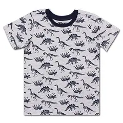 10 Threads Boy's 2-Pack Short Sleeve Shark and Dinosaur Patterned Tee Shirt Set for Toddlers