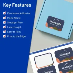 Avery TrueBlock Matte White Paper Labels,  2" x 3" Rectangle Scalloped