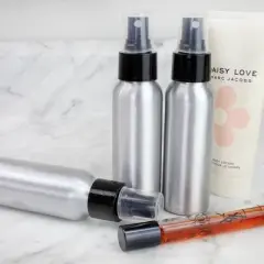 Cornucopia Brands 2oz Aluminum Fine Mist Spray Bottles, 6pk; Empty Mini Metal Atomizer Bottles, 2.75oz Travel, Purse, and Sample Size