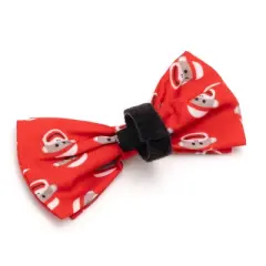 The Worthy Dog Sock Monkey Bow Tie Adjustable Collar Attachment Accessory