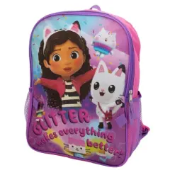 Gabbys Dollhouse 2 Piece Backpack Set, Pre-school Girls 16" Travel Bag, Pink