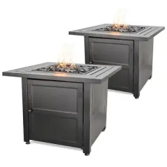 Endless Summer 30" Propane Gas Outdoor Fire Pit Table w/ Lava Rock, Black 2 Pack