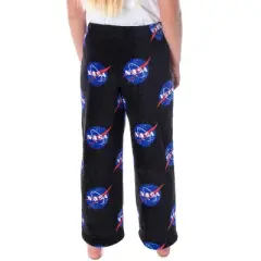 NASA Girls' Meatball Logo Allover Print Ultra-Soft Fleece Pajama Pants Black