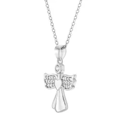 Girls' CZ Guardian Angel Sterling Silver Necklace - In Season Jewelry