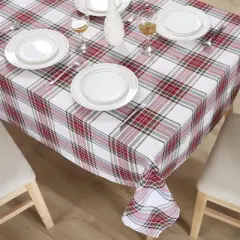 Kate Aurora Tis The Season Plaid Gingham Tartan 100% Cotton Fabric Classic Christmas Tablecloth