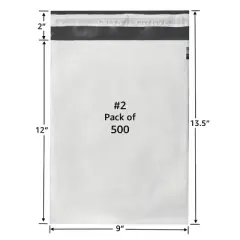 UOFFICE 500 Poly Mailers Bags 9x12" - #2 Pouches Envelopes White Self-Sealing