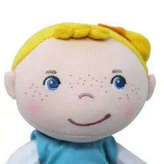 HABA Snug Up Edda - 10" Soft Doll with Fuzzy Blonde Hair and Embroidered Face