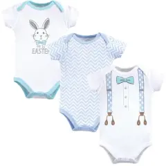 Little Treasure Baby Boy Cotton Bodysuits 3pk, Boy First Easter