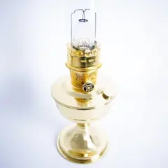 Aladdin Brass Table Oil Lamp, Solid Brass Indoor Emergency Lighting Fuel Table Lamp, Brass Bowl and Burner