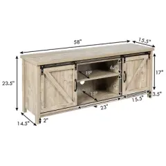 Costway TV Stand Media Center Console Cabinet Sliding Barn Door for TV's 60''