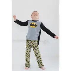 DC Comics Justice League Superman Batman Pajama Shirt and Pants Detachable Cape Sleep Set Little Kid to Big Kid