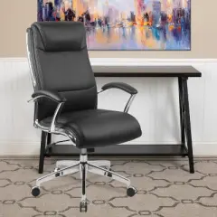 Emma and Oliver High Back Designer Smooth Executive Swivel Office Chair with Arms