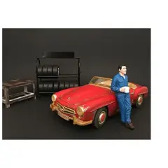 Mechanic Larry Taking Break Figurine for 1/24 Scale Models by American Diorama