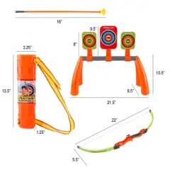 Toy Time Kids' Bow and Arrow Set with Quiver and Target Stand with 3 Aim Boards
