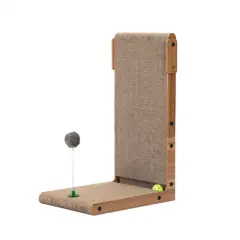 Lyngins Cat Scratching Board for Small to Large Cat,Cat Scratching Pad with Bell and Built-in Toy,Cat Scratchers for Indoor Cats,Brown