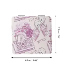 Unique Bargains Women Square Shape Handheld Mirror for Travel Pink Purple 1 Pc