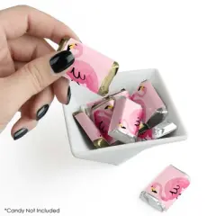 Big Dot of Happiness Pink Flamingo - Mini Candy Bar Wrapper Stickers - Tropical Summer Party Small Favors - 40 Count
