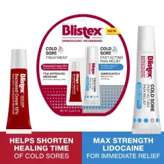 Blistex Cold Sore/Fever Blister and Fast-Acting Pain Relief Cream - Docosanol - 0.22oz/2ct
