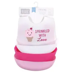 Hudson Baby Infant Girl Silicone Bibs 3pk, Ice Cream, One Size