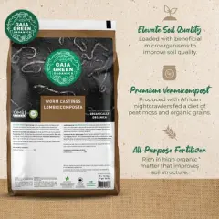 GAIA GREEN 30 Liters All-Purpose Worm Castings Powder for Improved Soil Quality, Recommended for Household Plants, Urban Gardens, Lawns & Greenhouses