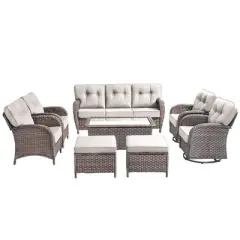 8 Pieces Gymojoy Sofa Chairs Ottoman with Swivel Chairs