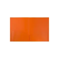 JAM Paper Plastic Two-Pocket School POP Folders Orange Bulk 96/Pack 382EORB